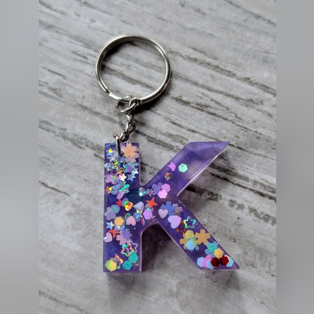 Purple letter K keychain